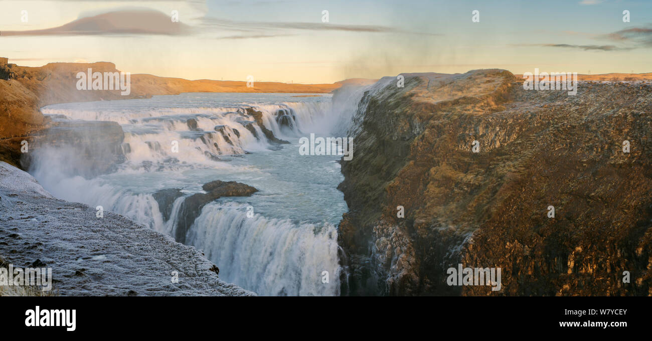 Gullfoss Wasserfall im Winter, Island Stockfoto