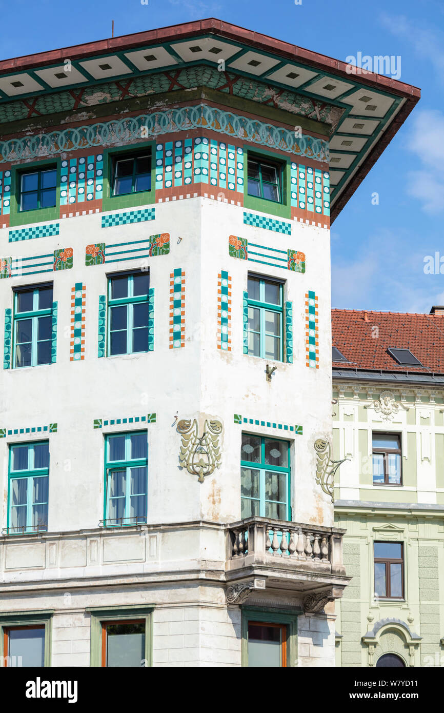 SKB bankomat Gebäude Hauptman Haus auf prešerenplatz ein Beispiel für die Art Nouveau Architektur in Ljubljana, Slowenien EU Europa Stockfoto