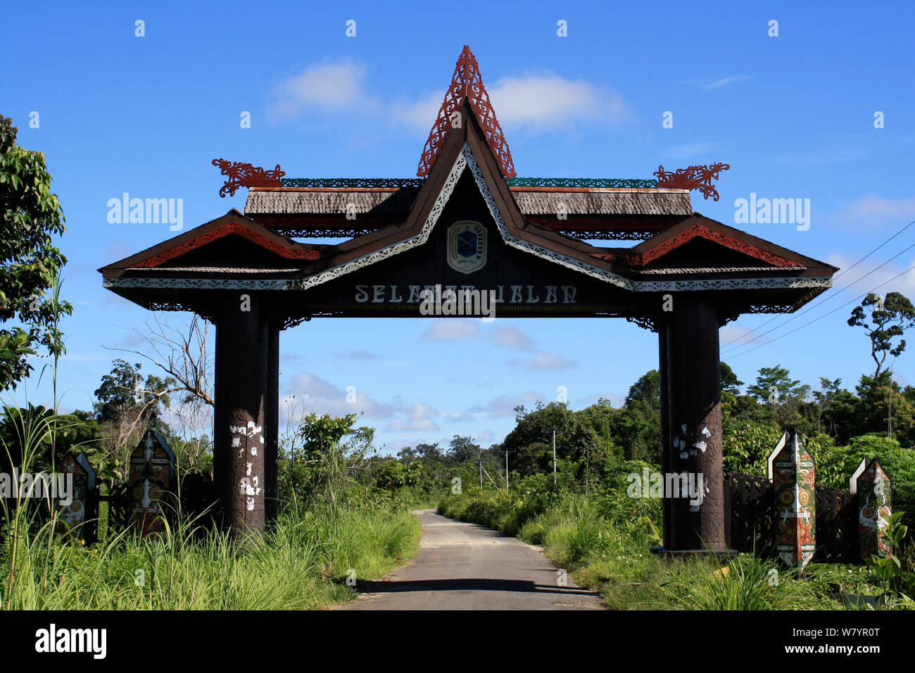 Traditionelle Architektur, Central Kalimantan. Indonesische Borneo. Juni 2010. Stockfoto