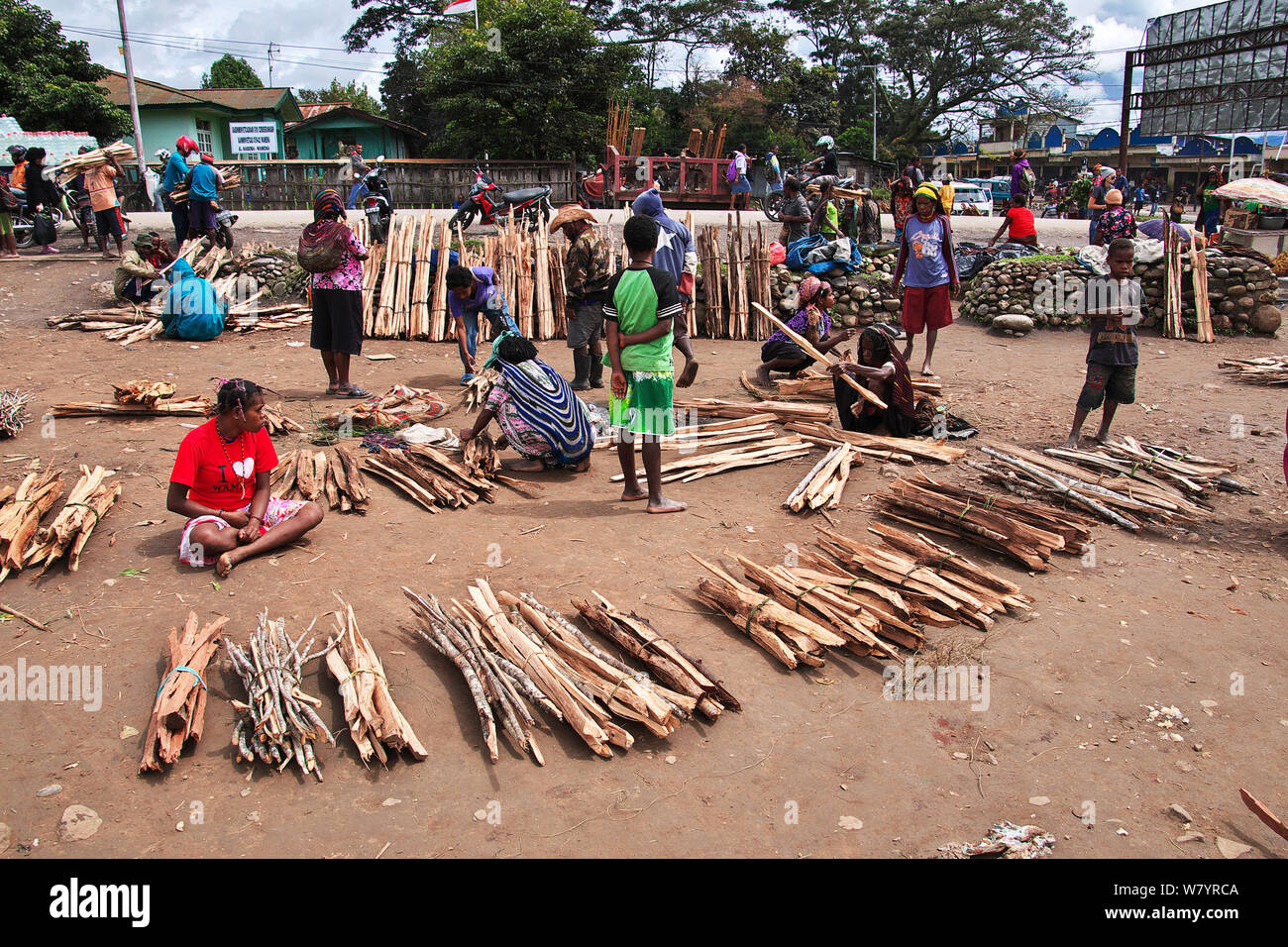 Wamena/Papua, Indonesien - 09 Aug 2016. Lokalen Markt in Wamena Stadt, Papua Stockfoto