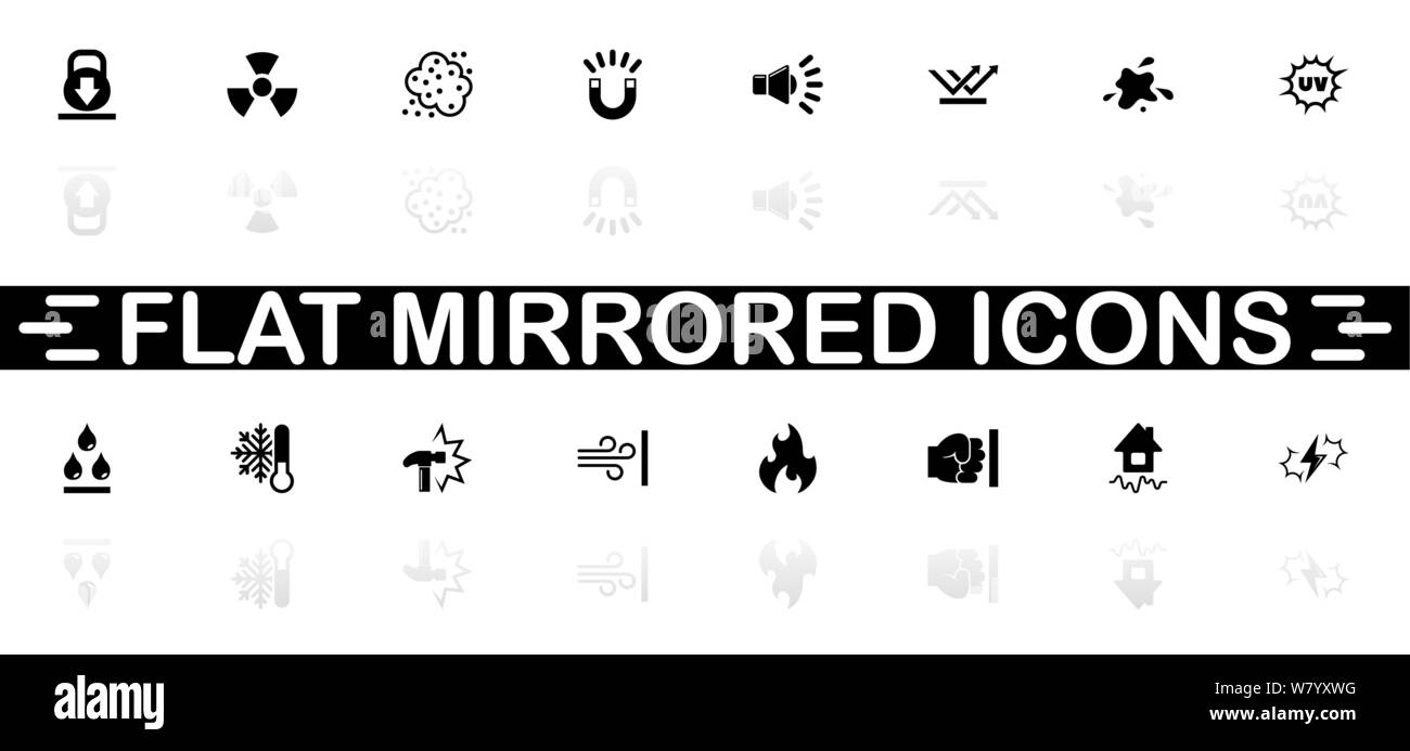 Einfluss Symbole - schwarzes Symbol auf weißem Hintergrund. Einfache Abbildung. Flache Vektor Icon. Spiegelbild Schatten. In logo, Web, Mobile verwendet werden. Stock Vektor