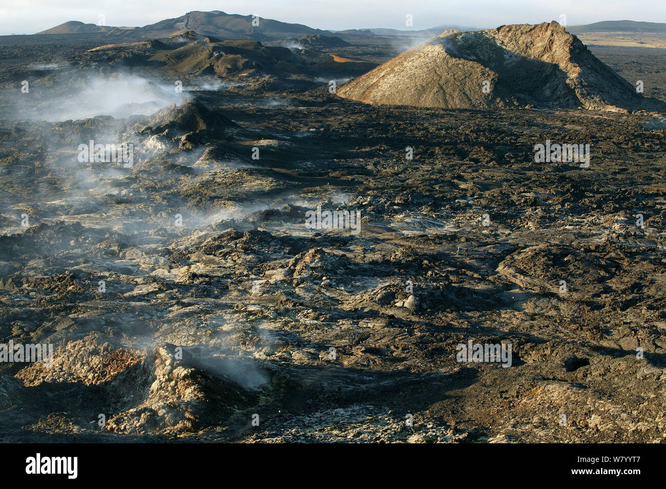 Krafla Vulkan Caldera, die zuletzt im Jahr 1984 ausbrach, Island. August 2003. Stockfoto