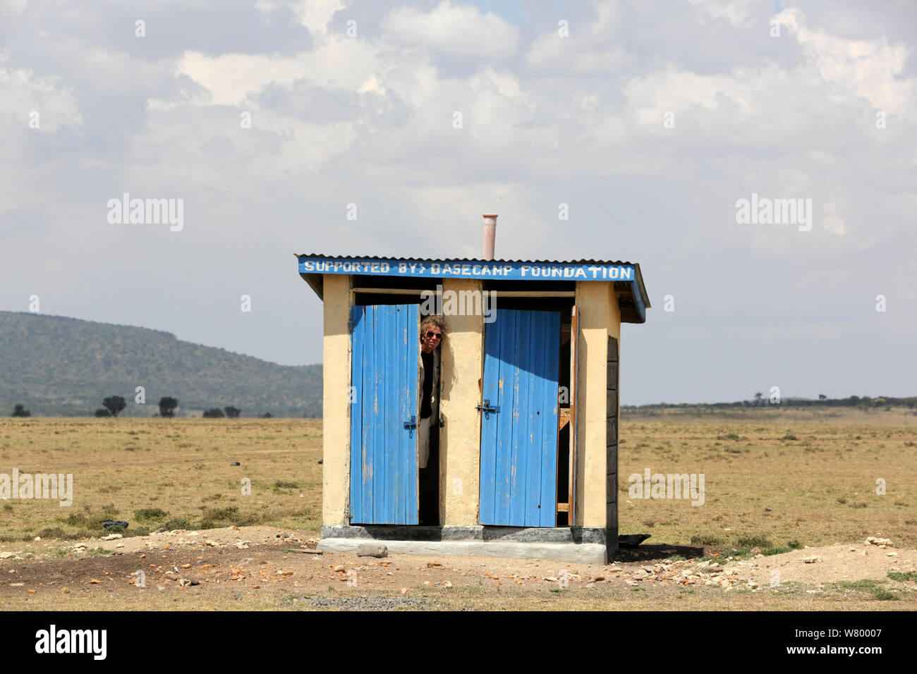 Wc Block in der Masai Mara. Olesere, Masai Mara, Kenia, März 2013. Stockfoto