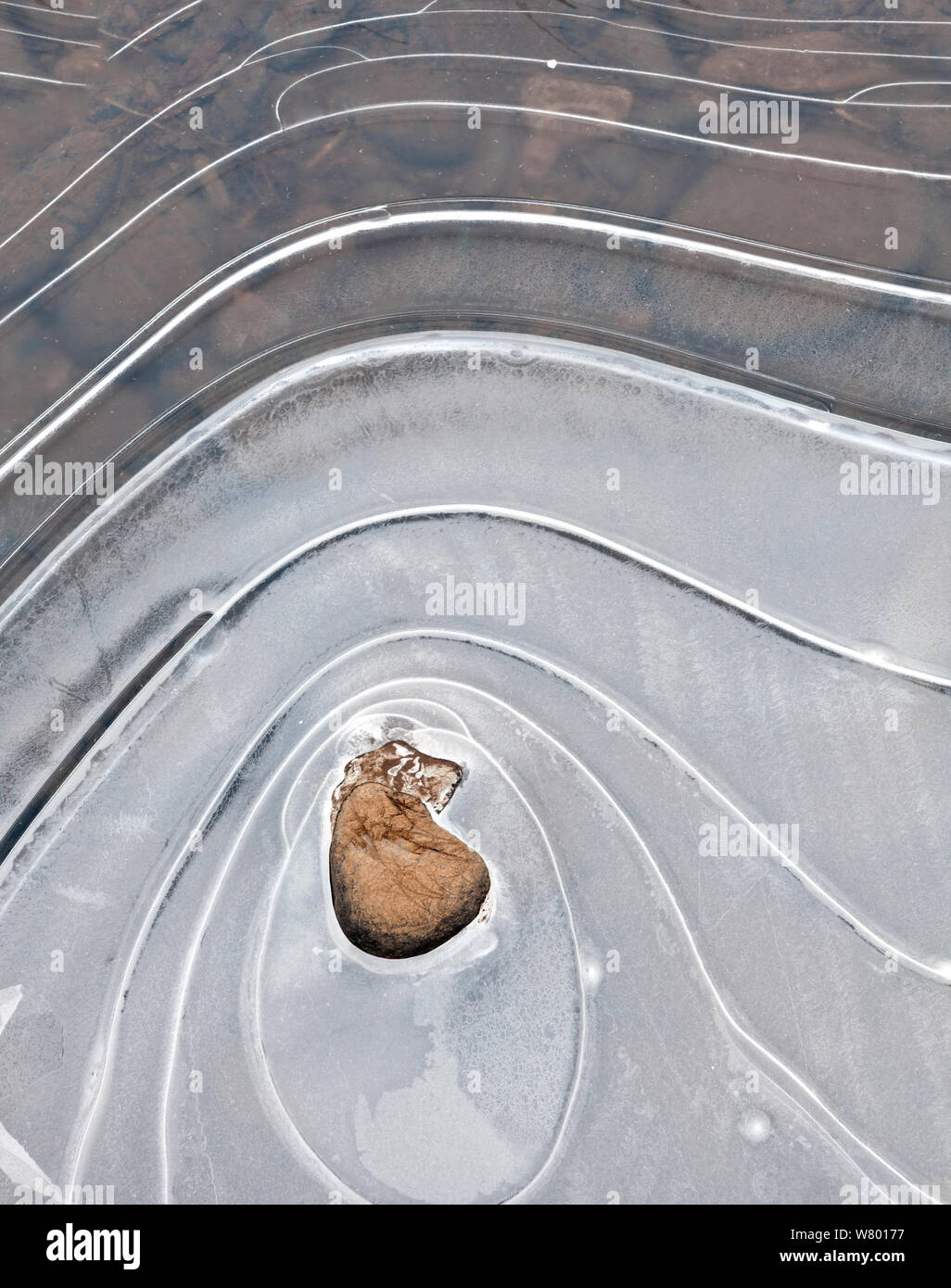Eis Muster, North Fork Umqua Fluss, Roseburg, Oregon, USA. Januar 2015. Stockfoto