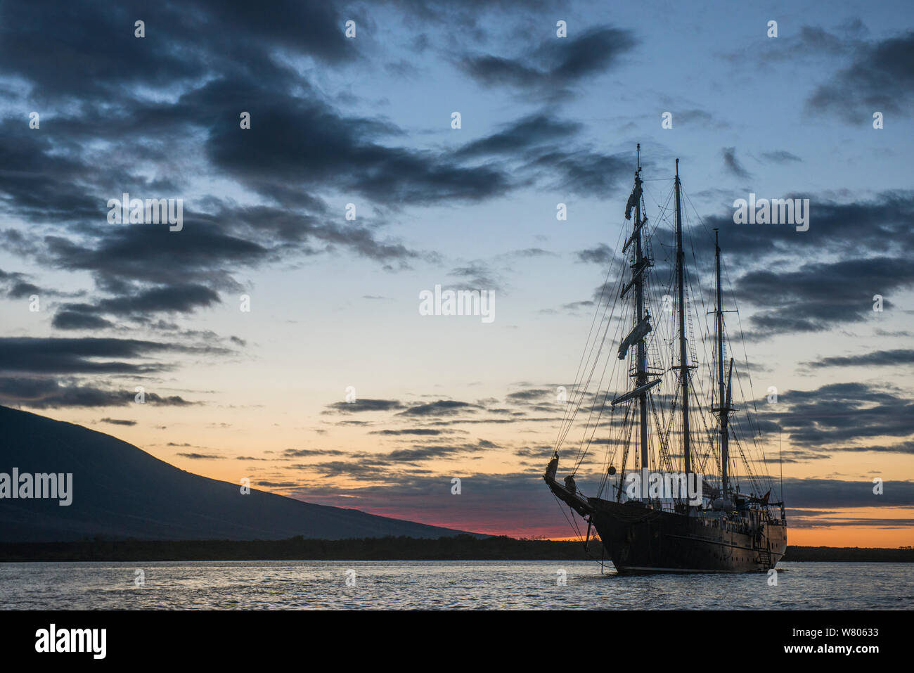 Yacht S/V Mary Anne, touristische Square rigger Barkentine yacht, Galapagos. Stockfoto Yacht S/V Mary Anne, touristische Square rigger Barkentine yacht, Galapagos. Stockfoto