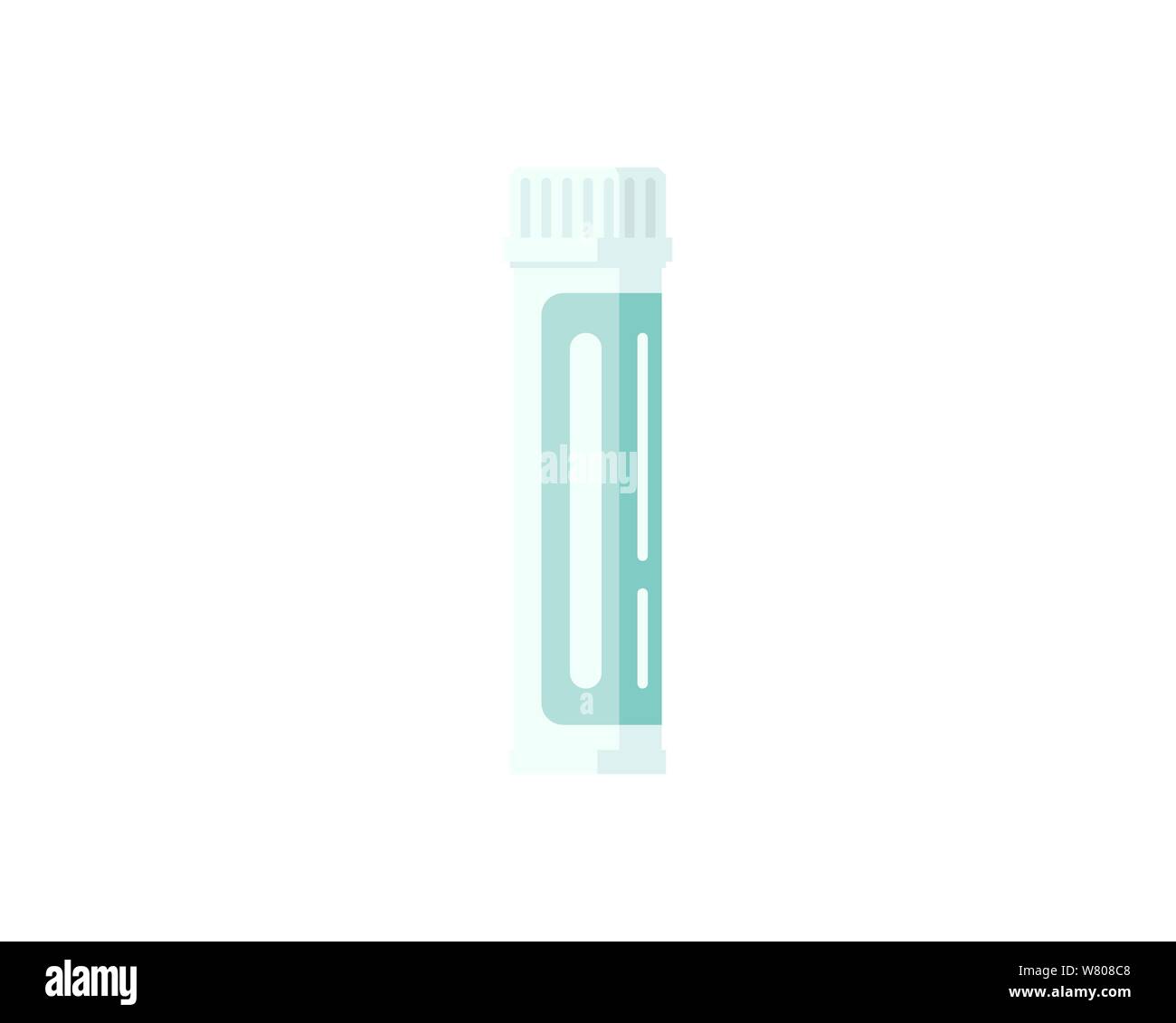 Pille Flasche für Kapseln. Medical Plastic Container jar für Arzneimittel, Tabletten und Medizin Flachbild hellblau Vektor pharmazeutische Abbildung Stock Vektor