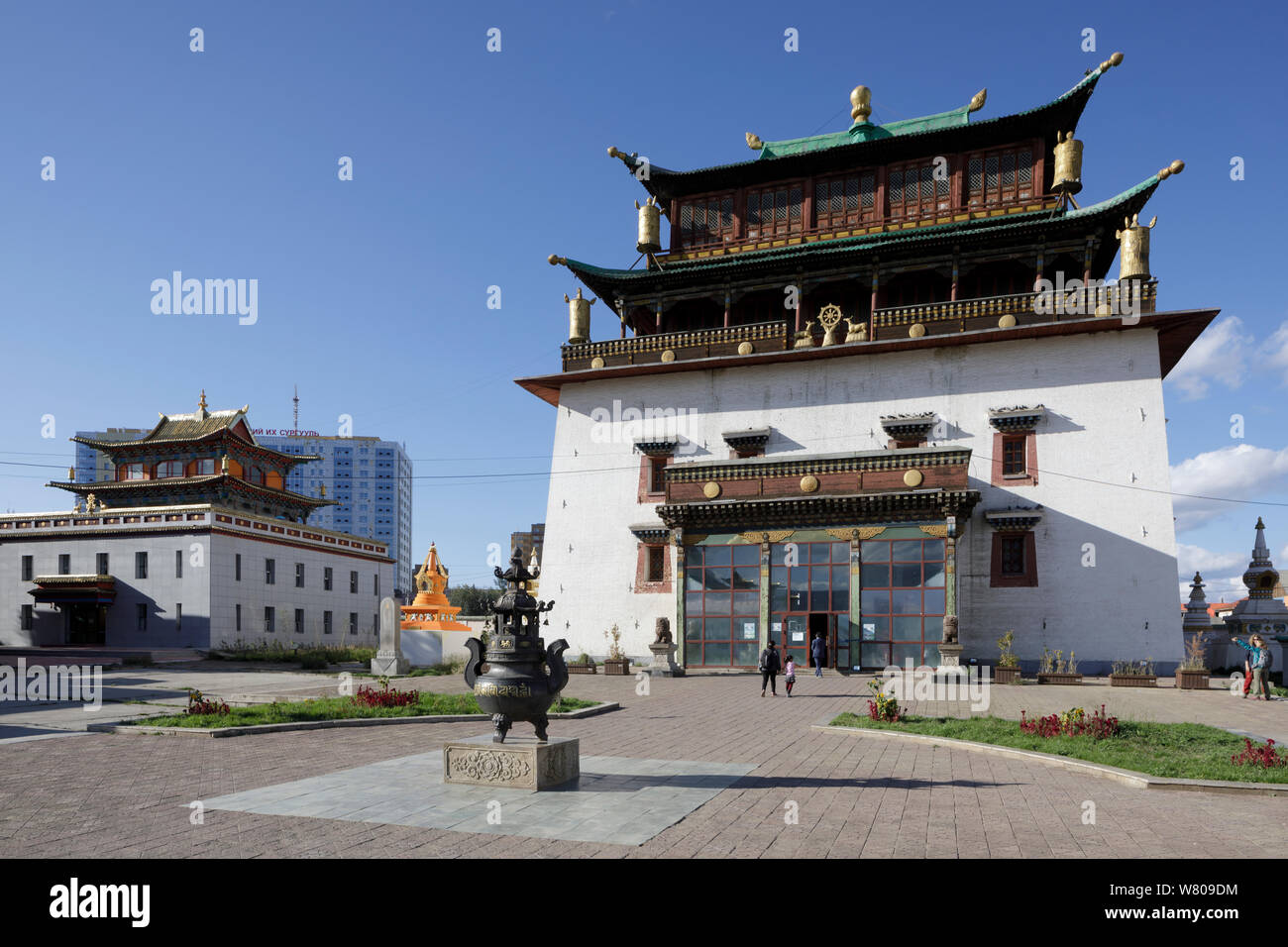 Die Gandantegchinlen Kloster in Ulaanbaatar. Stockfoto