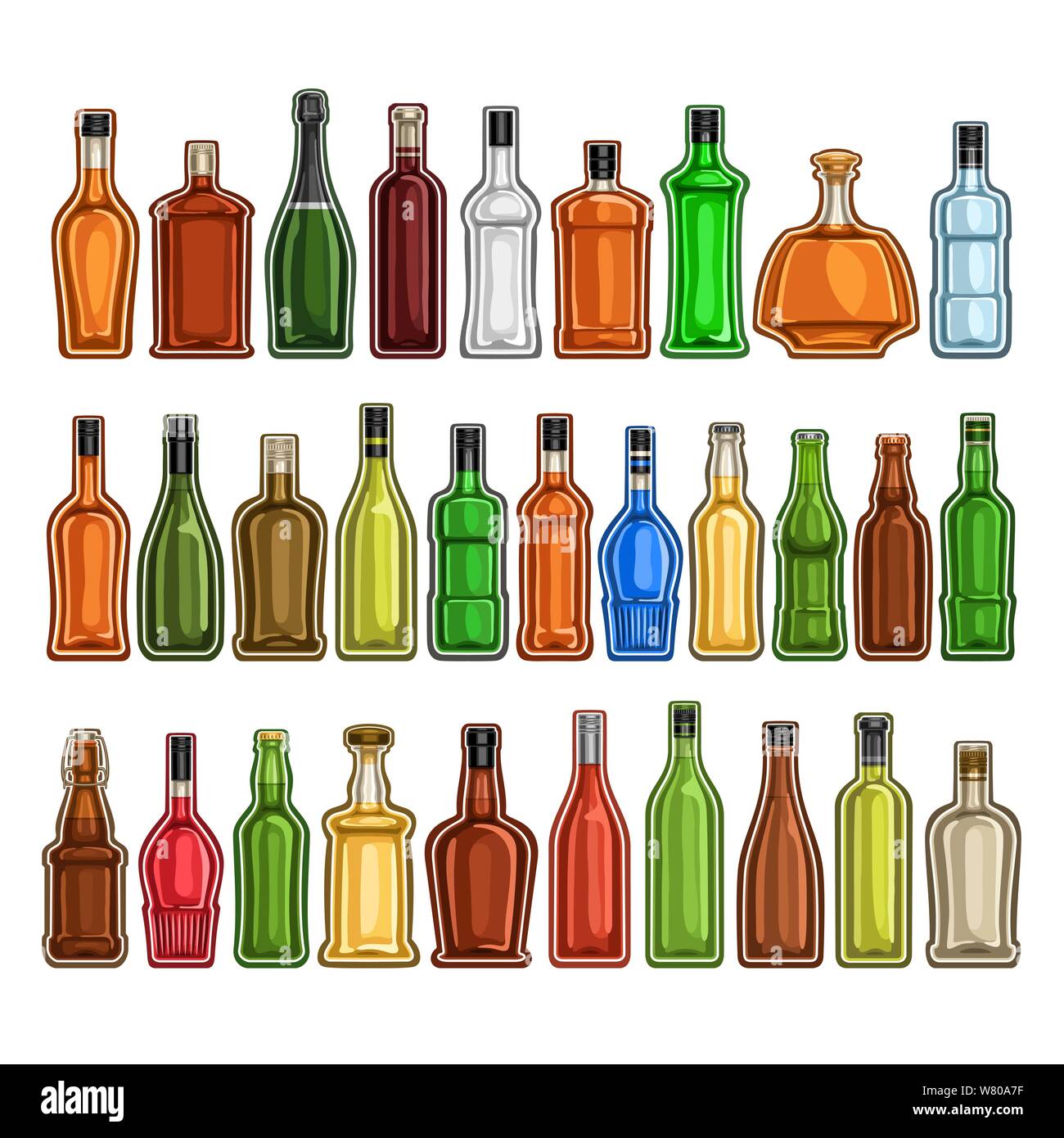 Vektor einrichten von verschiedenen Flaschen Stock Vektor