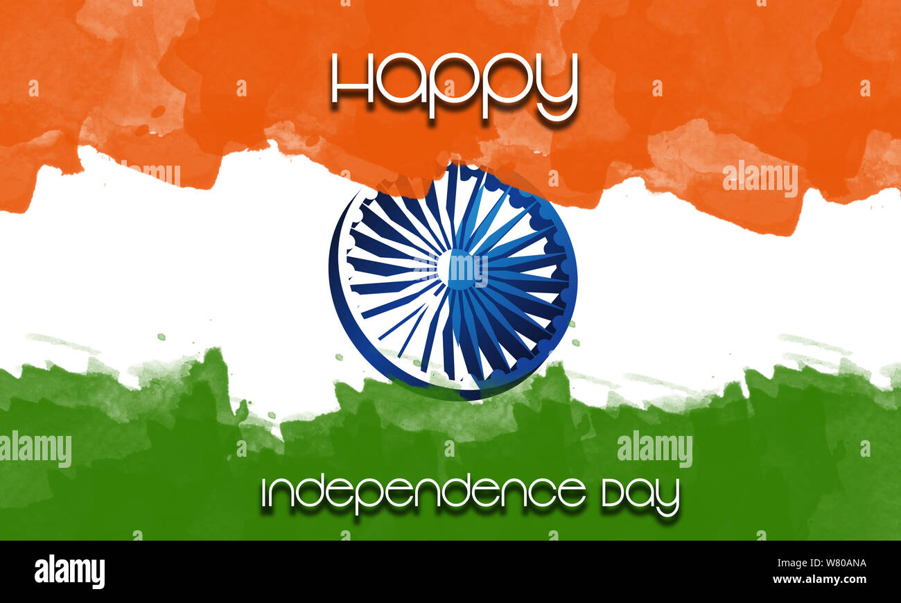 Indien Independence Day. 15. August. Kreatives Design für Poster, Banner und Grußkarten. Abschluss der 73 Jahre Unabhängigkeit. Stockfoto