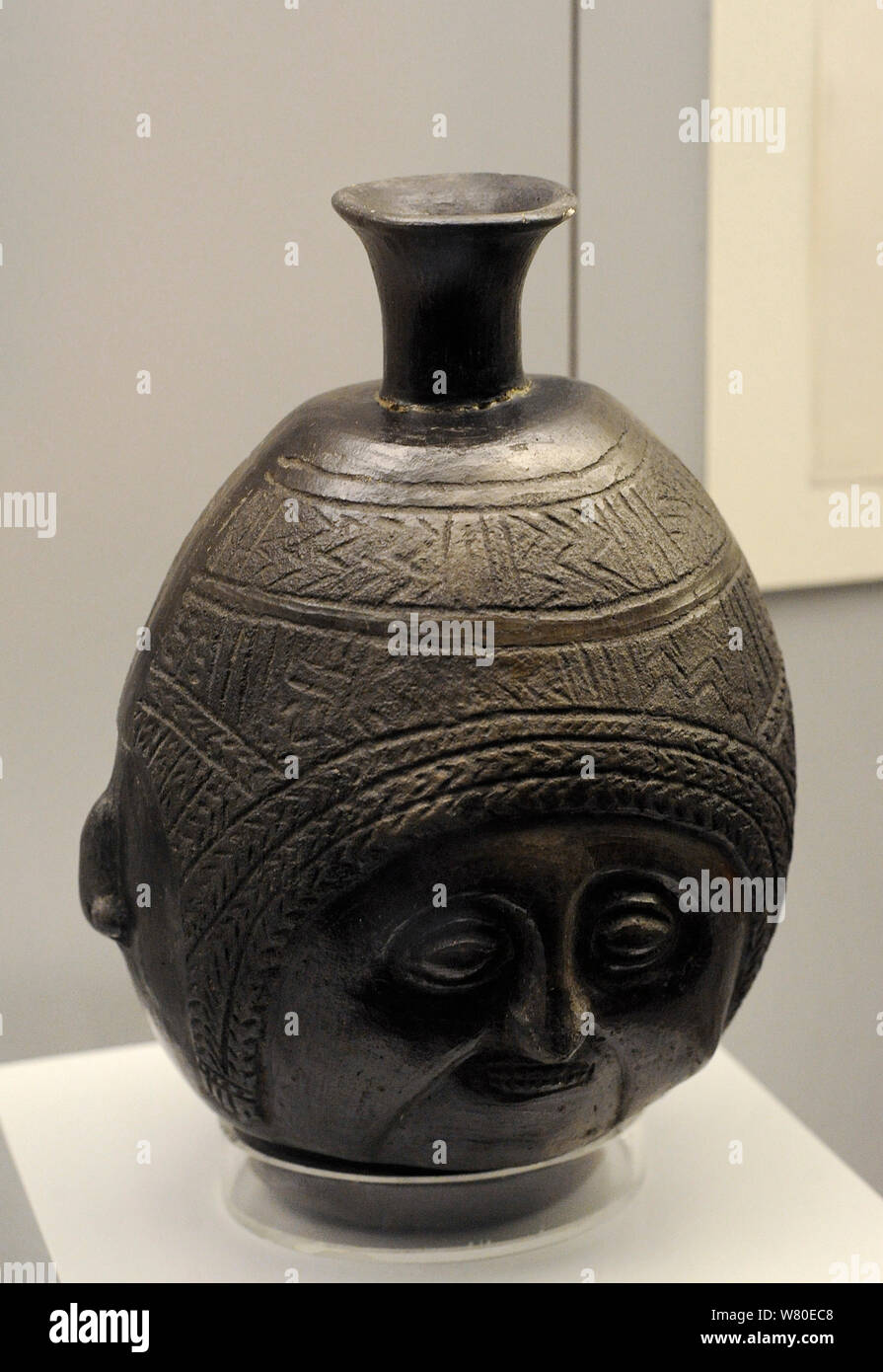 Kopf geformt. Keramik. Chimu-Inca Kultur. Ende Horizont (1470-1532 AD). Peru. Museum des Amerikas. Madrid, Spanien. Stockfoto