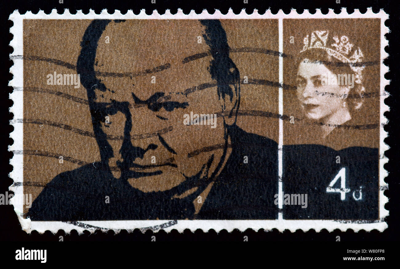 Großbritannien Briefmarke - Sir Winston Churchill Stockfoto