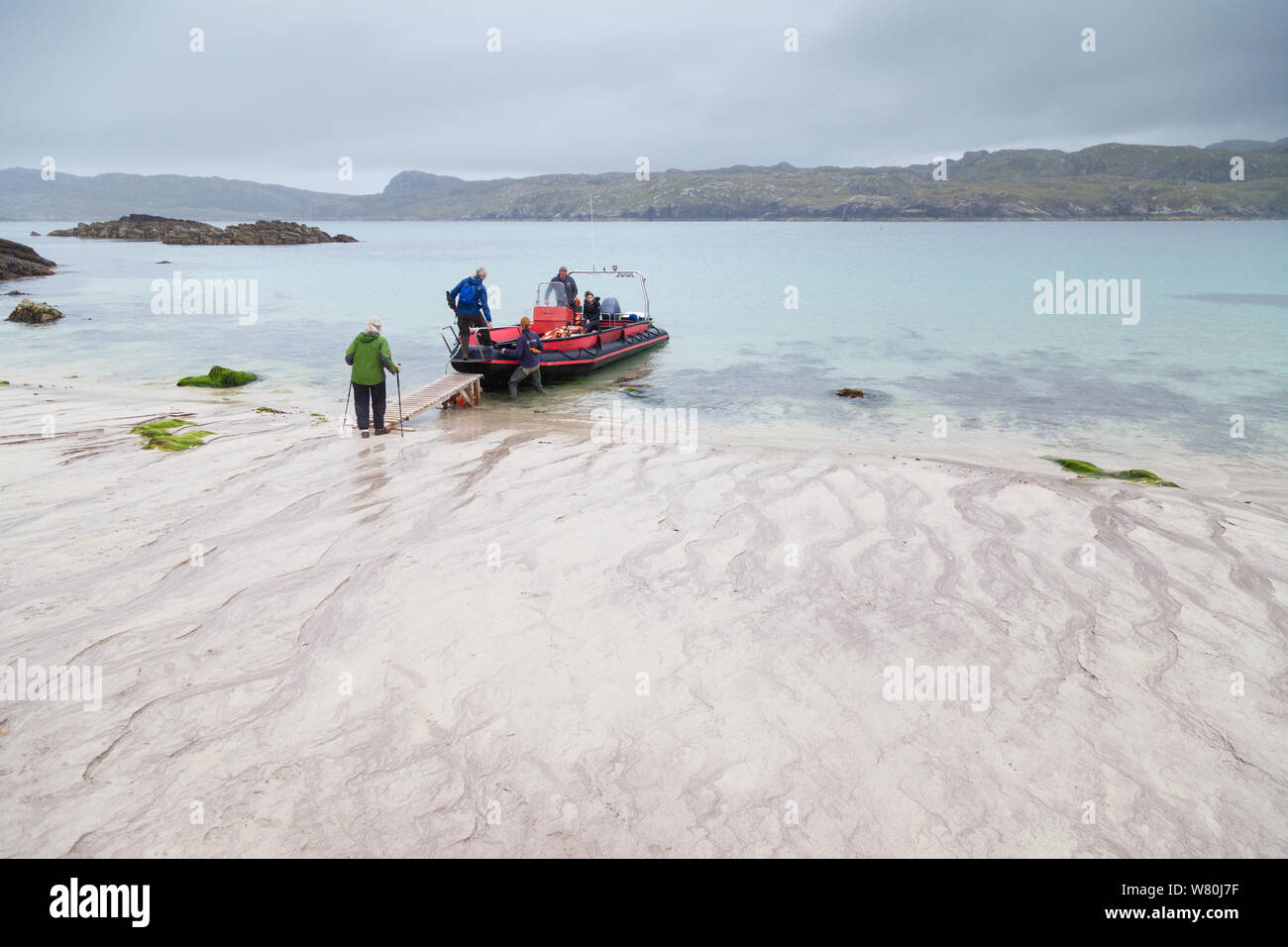 Touristen an Bord der RIB-Boot auf Handa Island Schottland. Stockfoto