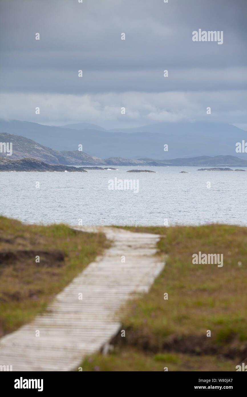 Ein Holzsteg auf Handa Island Sutherland Schottland Stockfoto