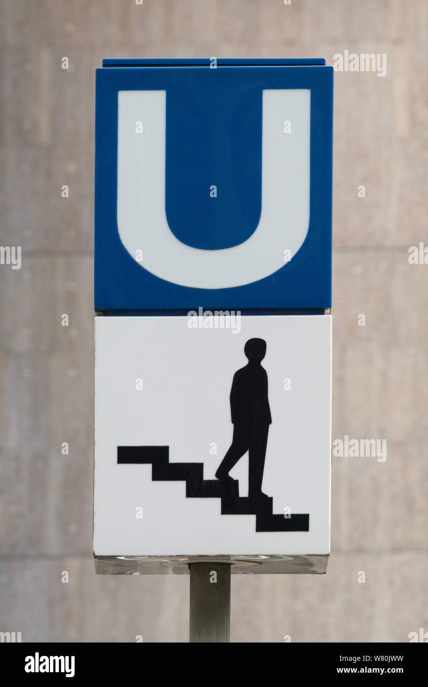 U-Bahn Zeichen, Frankfurt am Main, Deutschland Stockfoto