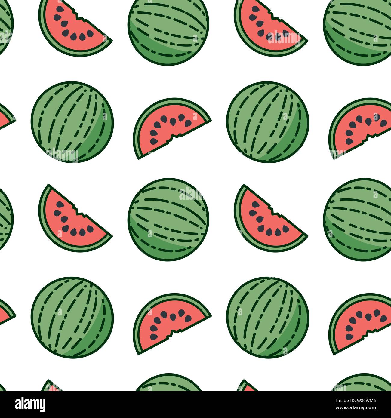 Wassermelone nahtlose Muster Vektor-illustration, frisches Obst Symbole Tapete. Stock Vektor