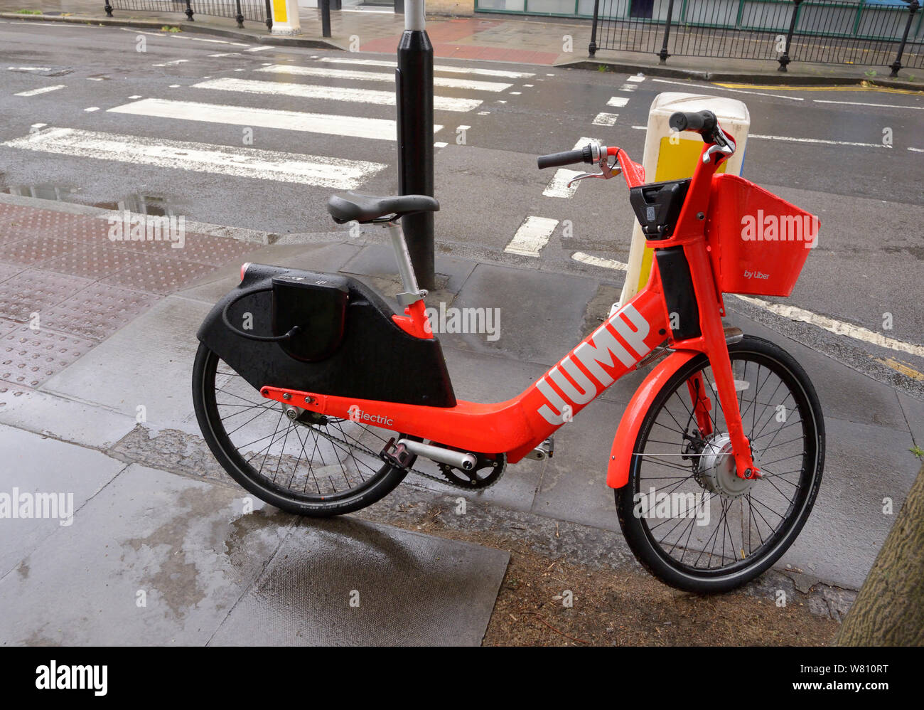 Uber vermietung Elektrofahrrad, London. Stockfoto
