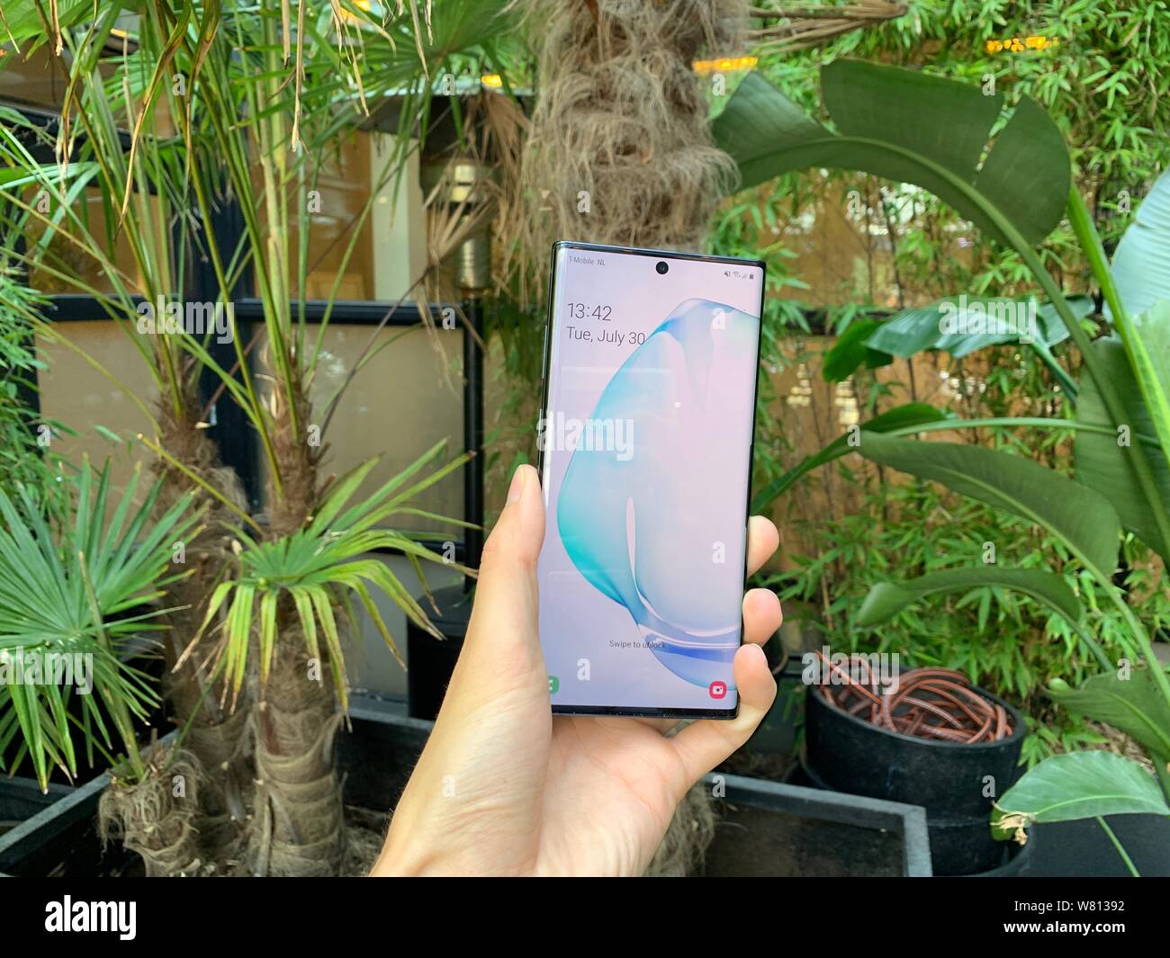 Der Samsung Anmerkung 10 + Smartphone, die zusammen mit der Anmerkung 10 Bei einer live Samsung Ereignis in New York am Mittwoch Abend vorgestellt wurde. Stockfoto