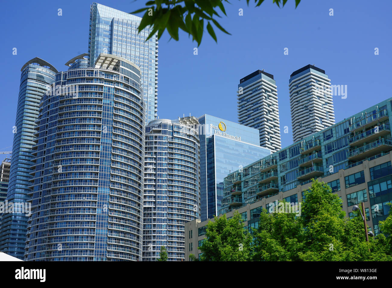 Eigentumswohnungen und Bürogebäude an der Toronto Harbour Front- oder Harbourfront in Ontario, Kanada, im Sommer ein tolles Reiseziel. Stockfoto
