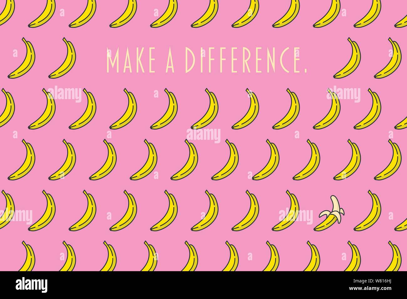Ein Unterschied motivational Poster mit Bananen Muster auf rosa Hintergrund Vector Illustration machen Stock Vektor