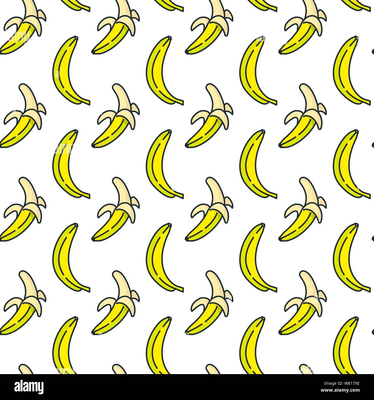 Nahtlose Muster mit Bananen. Vector Obst Hintergrund Abbildung. Frische Lebensmittel wallpaper Stock Vektor