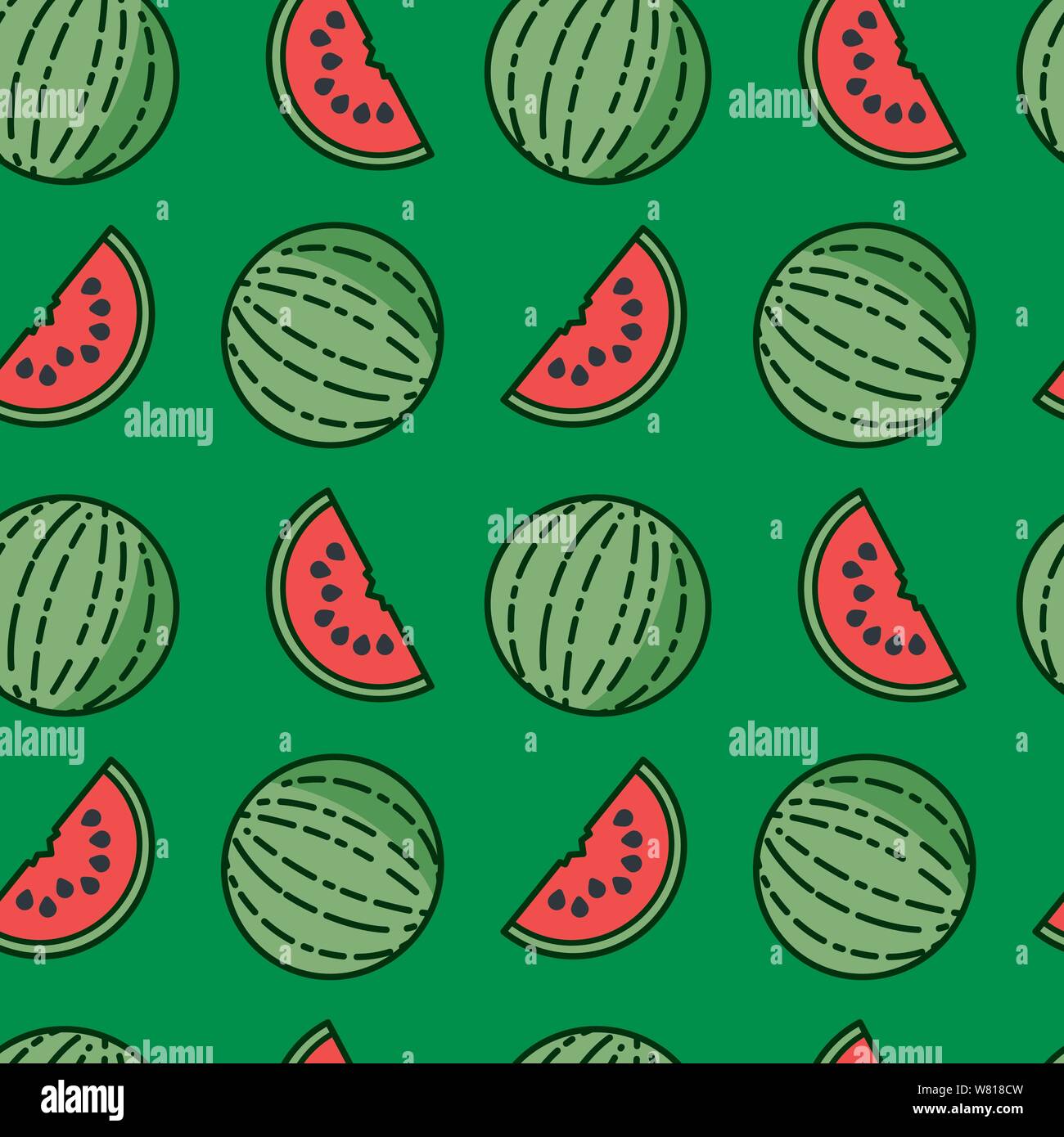 Wassermelone nahtlose Muster Vektor-illustration, frisches Obst Symbole Tapete. Stock Vektor