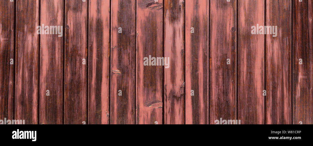 Panorama einer rot braun Holz Wand Stockfoto