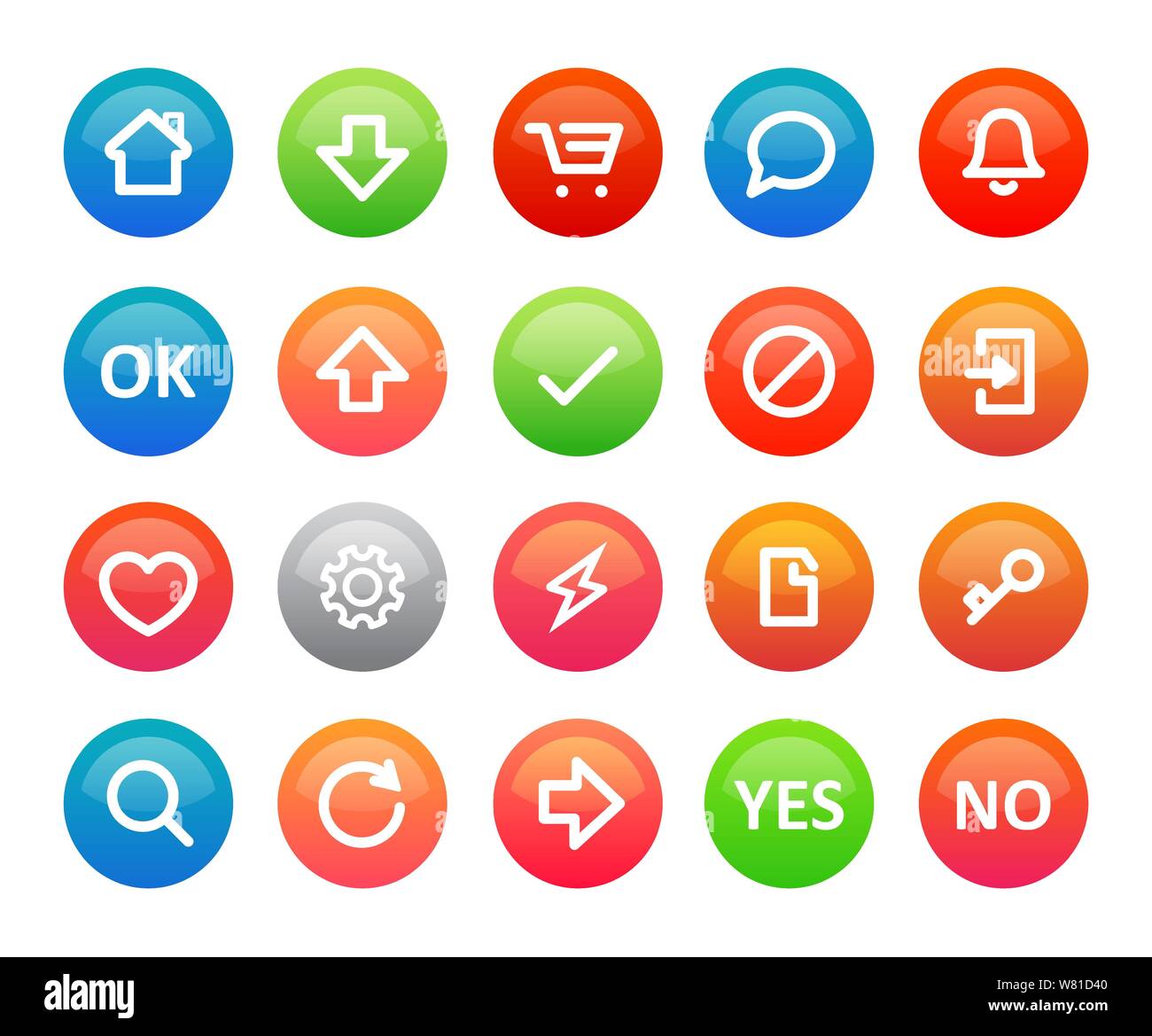 Eine Reihe von bunten Vektor runde Symbole für einen internet shop oder mobile App. Web Design für Business Site Menu auf weißem Hintergrund. Stock Vektor