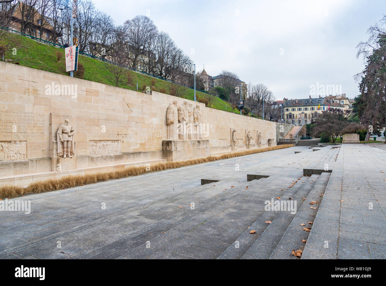 Internationalen Monument der Reformation an der Wand, eine monumentale Hommage im Parc des Bastions (Bastionen Park). Stockfoto