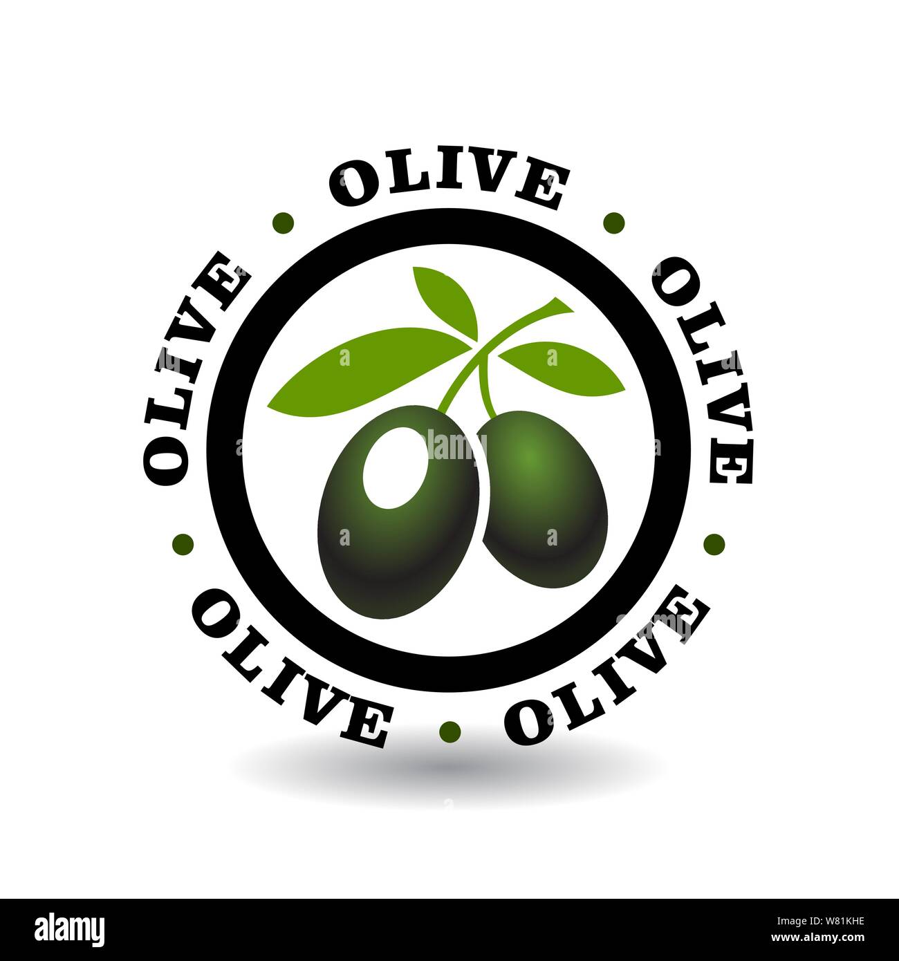 Einfache runde Schriftzug mit Oliven Symbol Stock Vektor
