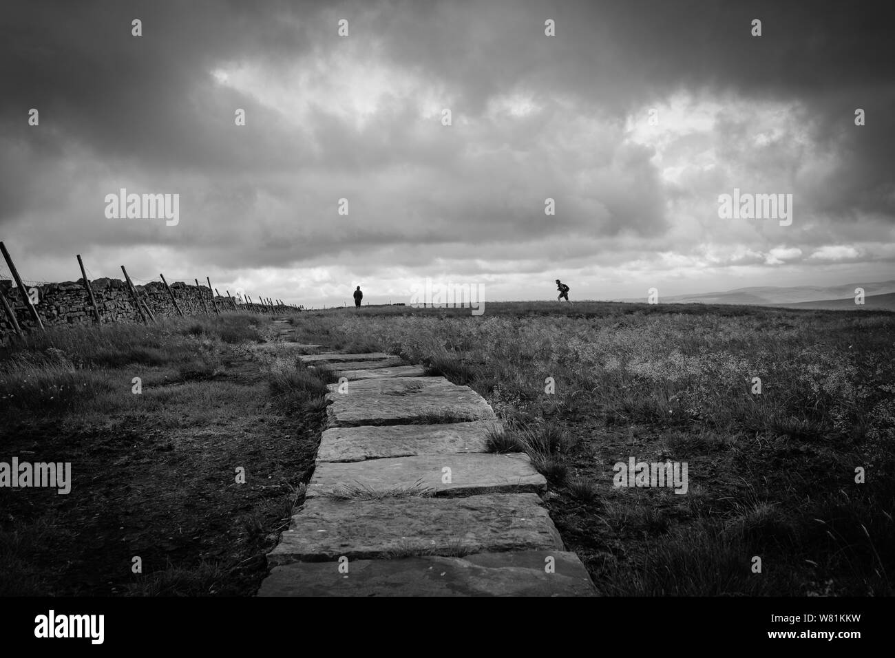 Spaziergänger auf Buckden Hecht, Yorkshire Dales National Park, Obere Wharfedale, North Yorkshire, England, Großbritannien Stockfoto