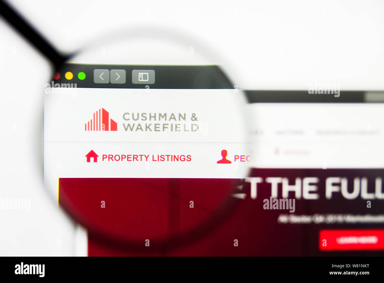 Richmond, Virginia, Vereinigte Staaten - 7 August 2019: Illustrative Editorial von Cushman und Wakefield sps-Homepage. Cushman und Wakefield sps Logo sichtbar Stockfoto