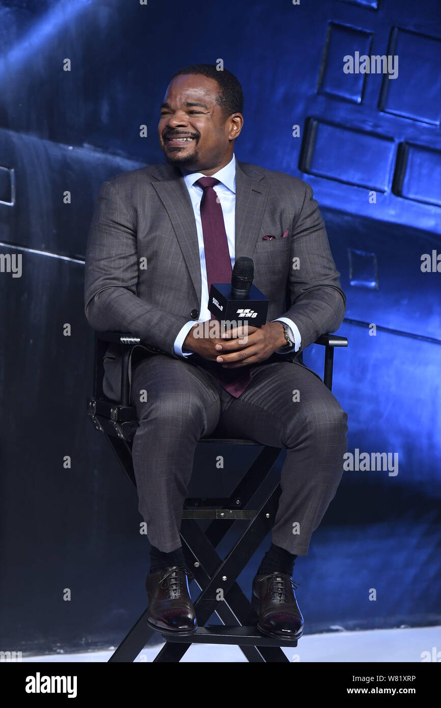 Der amerikanische Regisseur F. Gary Gray besucht eine Premiere für seinen neuen Film "Das Schicksal der Wütende" in Peking, China, 23. März 2017. Stockfoto