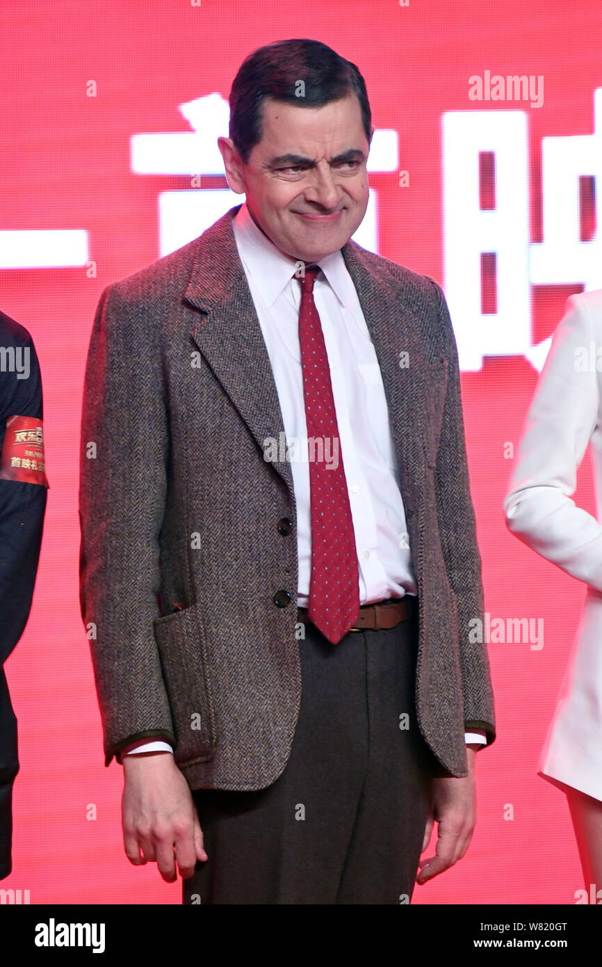 Englisch Schauspieler Rowan Atkinson spielt Mr. Bean während einer Premiere für seinen Film "Top lustige Komiker' in Peking, China, 19. März 2017. Stockfoto