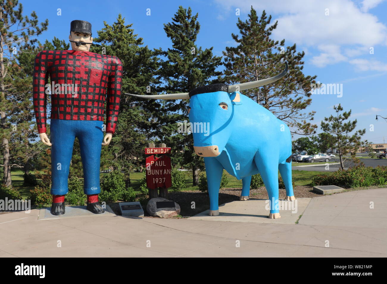 Paul Bunyan & Babe die Blue Ox Statuen in Bemidji Minnesota Stockfoto