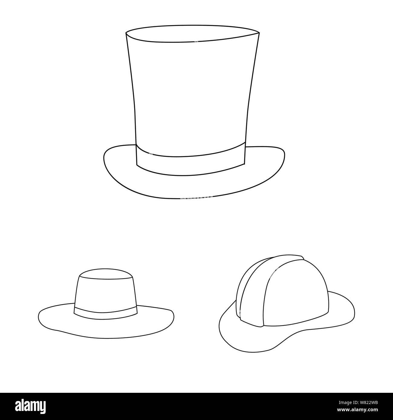 Vector Illustration von Kopfbedeckungen und napper Symbol. Sammlung von Kopfbedeckungen und Helm Vector Symbol für das Lager. Stock Vektor