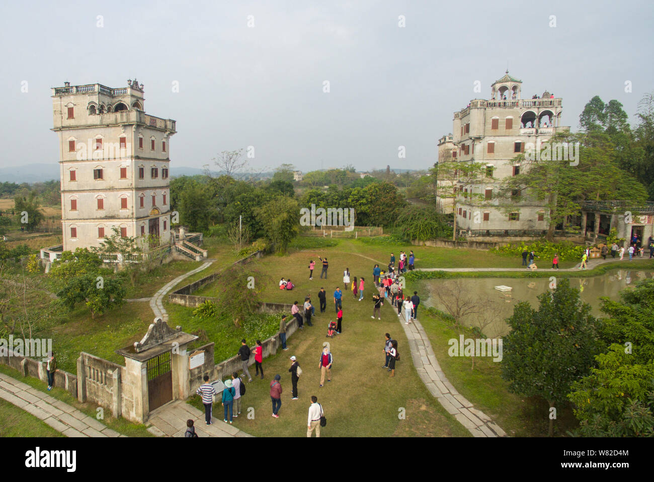 Anzeigen von Pingyao Diaolou Wachtürme verwendet Heu in Zili Dorf auf Lager, Tangkou Stadt Pingyao County, Jiangmen City, die südchinesische Provinz Guangdong, Stockfoto