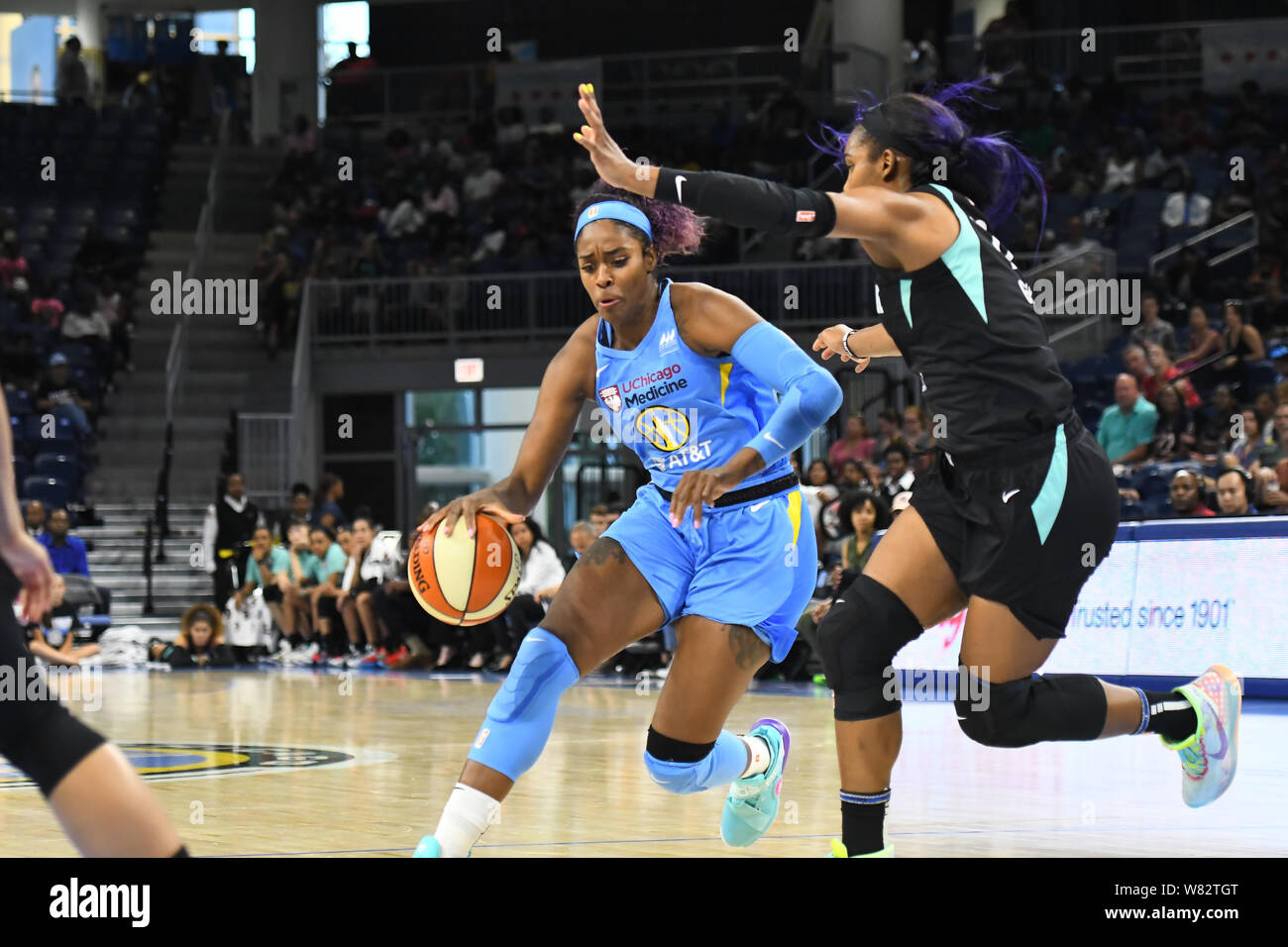 Chicago, Illinois, USA. August 07, 2019: Cheyenne Parker (32) des Chicago Sky in Aktion während der Wnba Spiel zwischen den New York Liberty vs Chicago Sky bei Wintrust Arena in Chicago, Illinois. Dean Reid/CSM. Credit: Cal Sport Media/Alamy leben Nachrichten Stockfoto