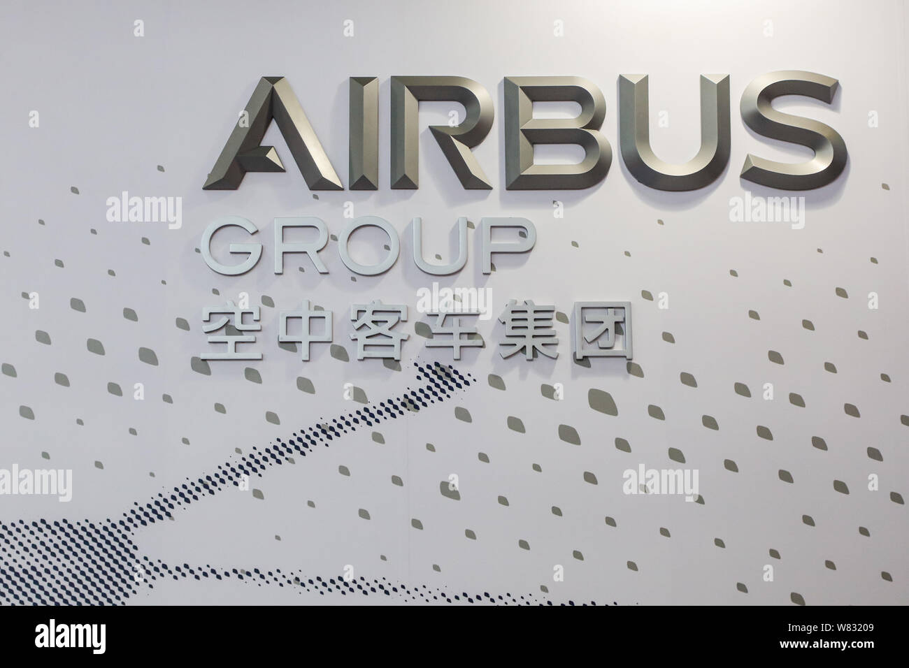 ---- Blick auf den Stand der Airbus Gruppe während der 11. internationalen Luft- und Raumfahrt China Ausstellung, auch als Airshow China 2016 bekannt, in Stockfoto