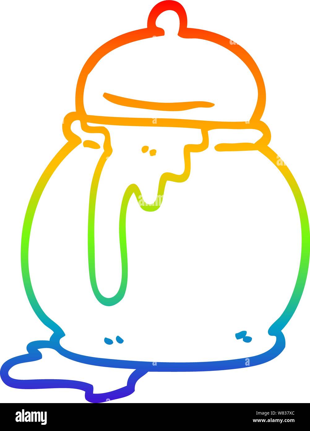 Regenbogen Farbverlauf Zeichnung einer Cartoon Honey Pot Stock Vektor