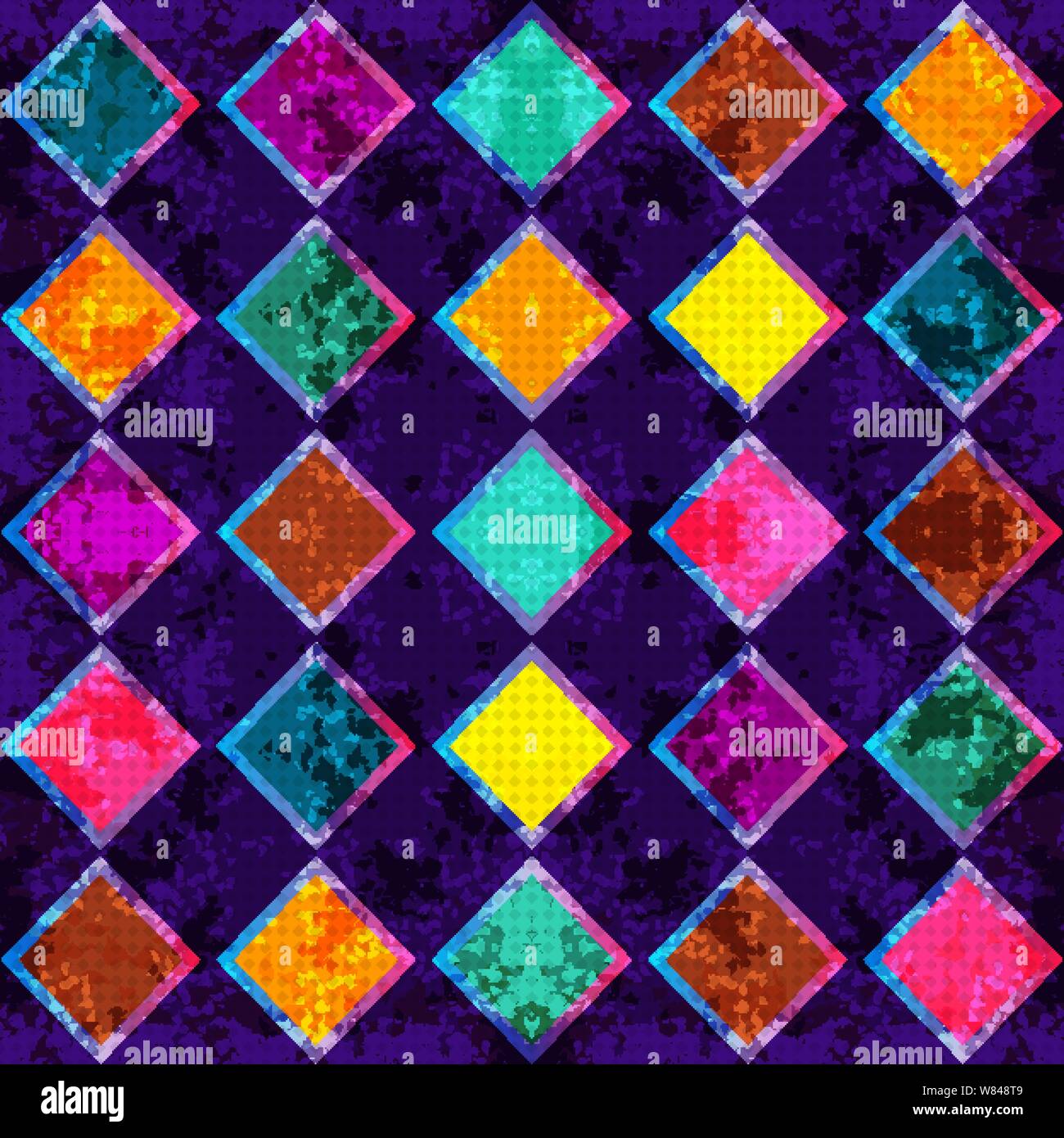 Geometrische abstrakt Hintergrund. Psychedelic farbige Polygone auf einem dunklen Hintergrund. Stock Vektor