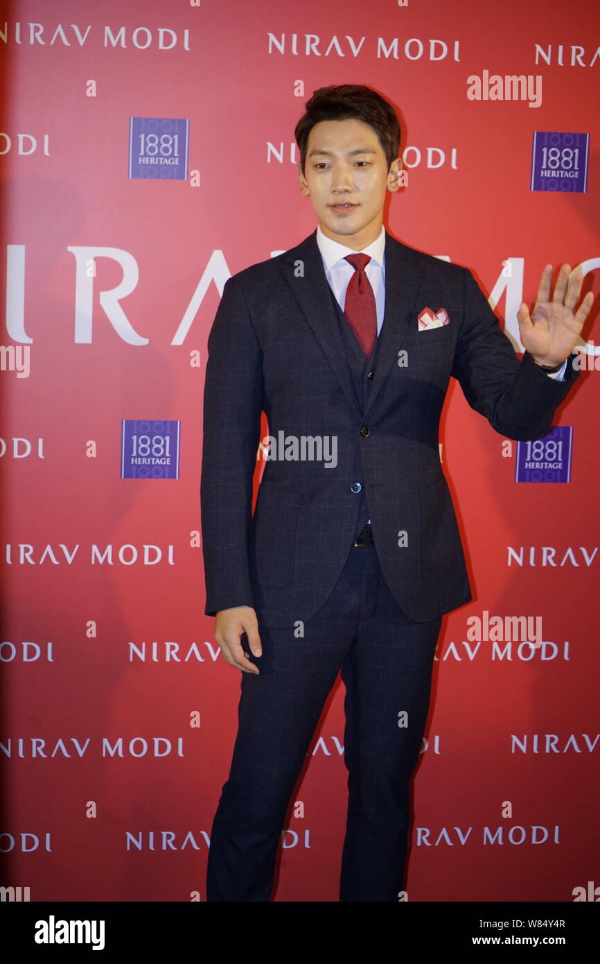 Koreanische Sänger und Schauspieler Jung Ji-hoon, besser bekannt unter seinem Künstlernamen Regen bekannt, nimmt an der Eröffnung der ein juweliergeschäft von nirav Modi in Hongkong Stockfoto