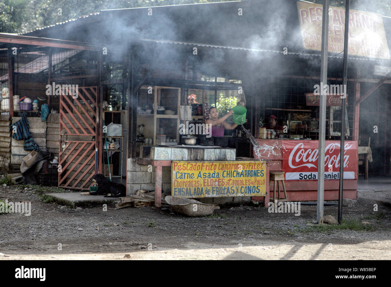 Street Restaurant in Puerto Viejo, Costa Rica, November 2011. Stockfoto