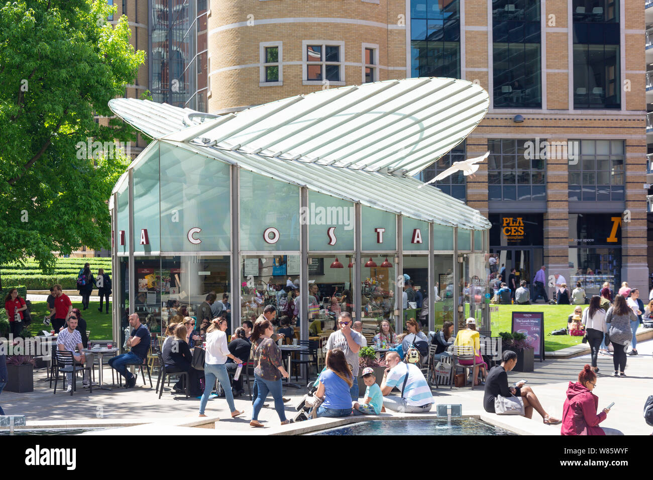 Costa Coffee House, Central Square, Brindleyplace, Westside Bezirk, Birmingham, West Midlands, England, Großbritannien Stockfoto