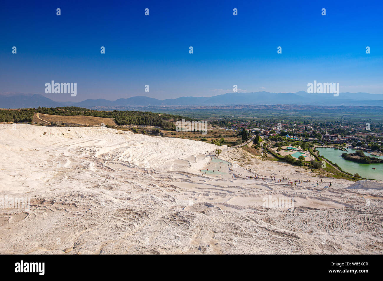 Anzeigen von Travertin Terrassen bei Pamukkale, Türkei Stockfoto