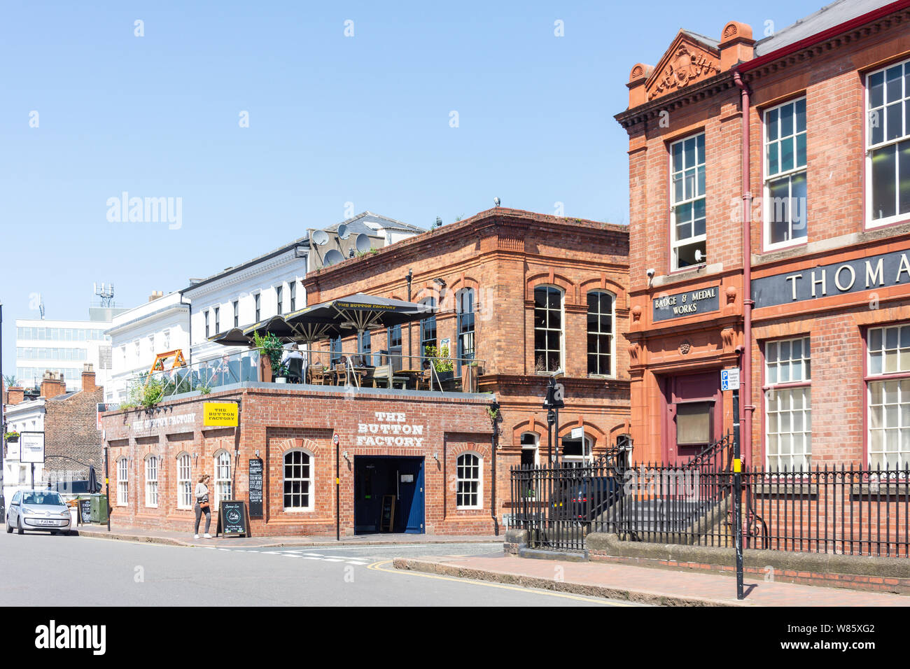 Der Button Factory Pub, Frederick Street, Jewellery Quarter, Birmingham, West Midlands, England, Großbritannien Stockfoto