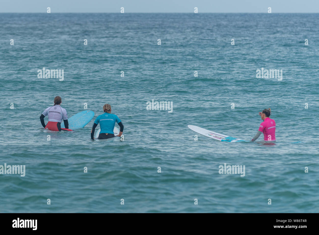 Surfen Konkurrenz an Boardmasters 2019 Stockfoto