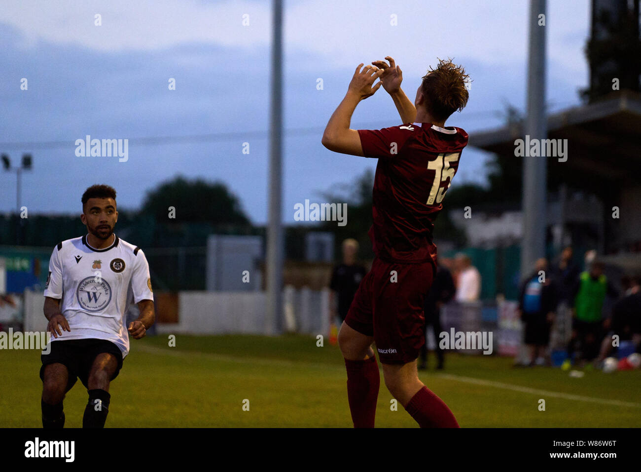 Hungerford Stadt vs Slough Stadt FC am Bulpit Lane, Newbury, Berkshire, England am Dienstag, 06. August 2019. Foto: Philip J.A Benton Stockfoto