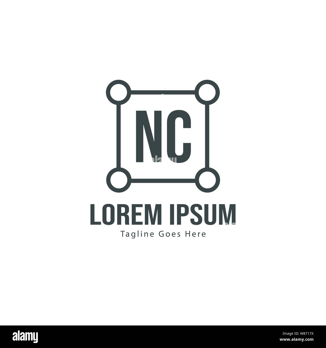 Erste NC-logo Vorlage mit modernen Rahmen. Minimalistische NC schreiben logo Vector Illustration Design Stock Vektor