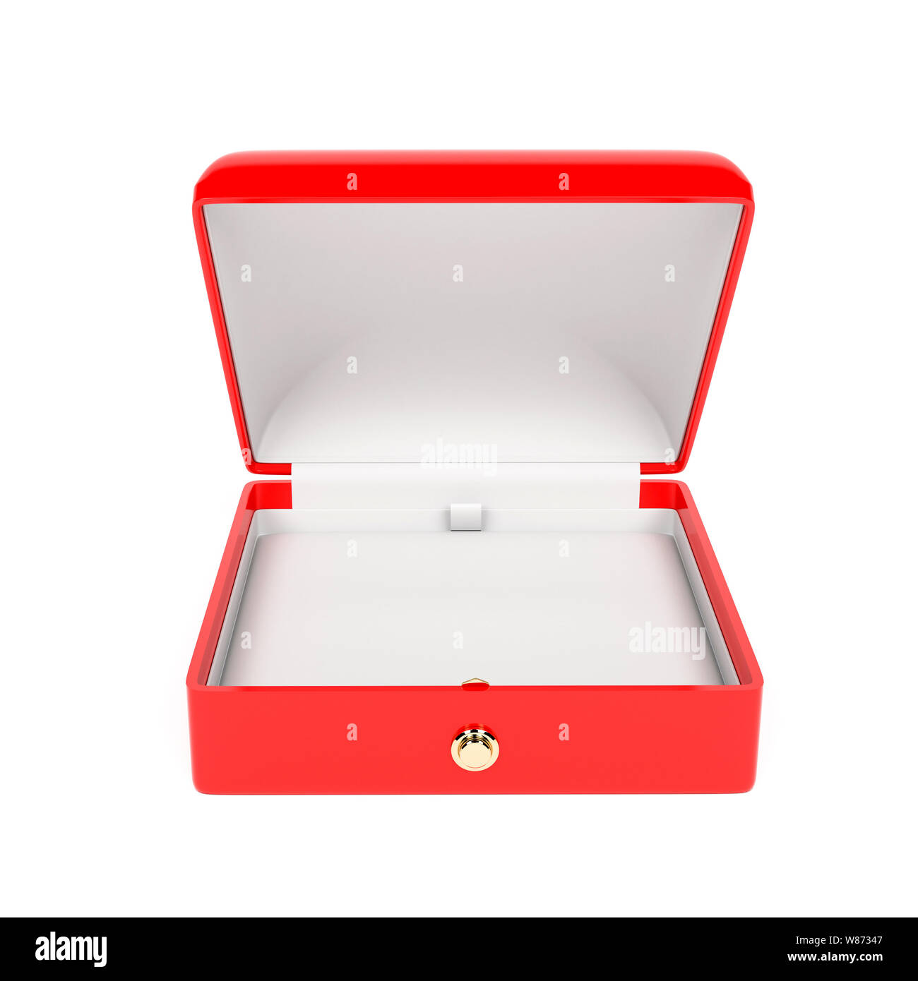 Schmuck box. Leer für Juwelen öffnen. 3D Rendering Illustration isoliert Stockfoto