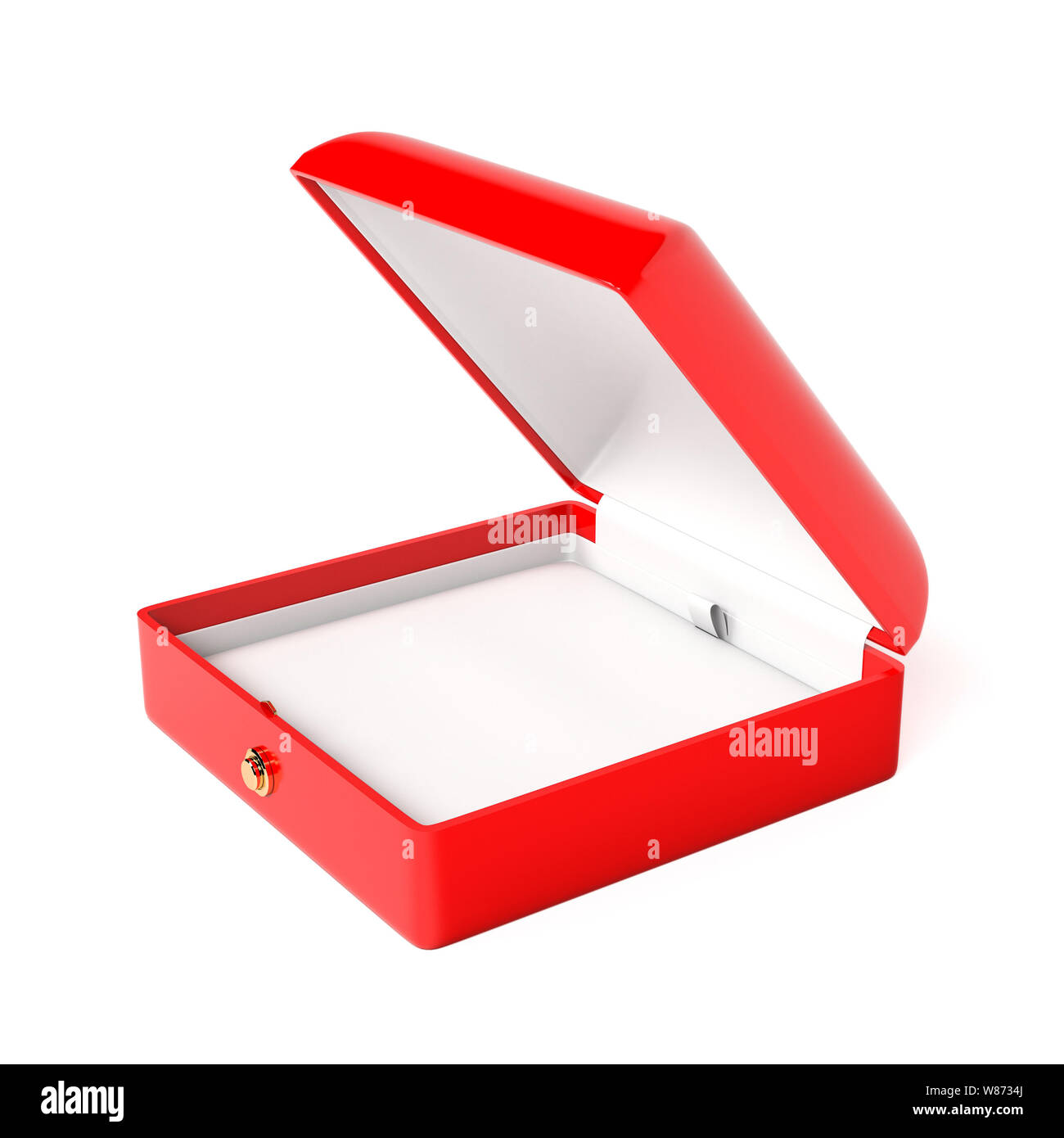 Schmuck box. Leer für Juwelen öffnen. 3D Rendering Illustration isoliert Stockfoto